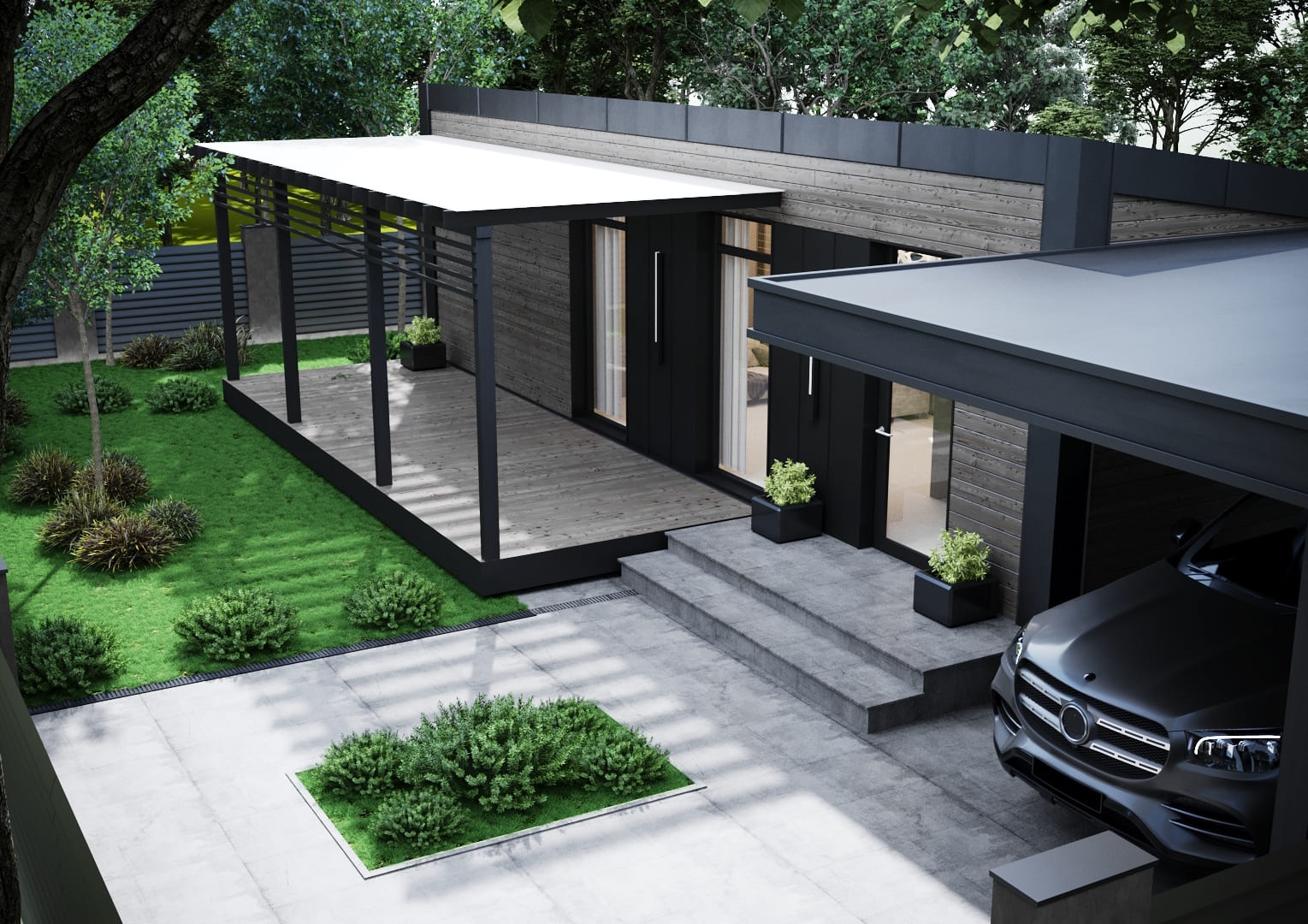 Modulhaus 37 m² — Außenansicht